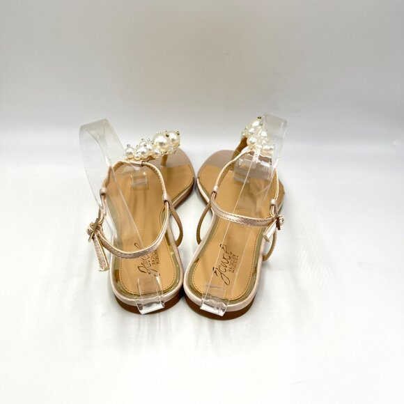 Jewel Badgley Mischka Womens Size 8.5 Larissa Champagne Satin Flats‎ Dress Shoes - Picture 6 of 13